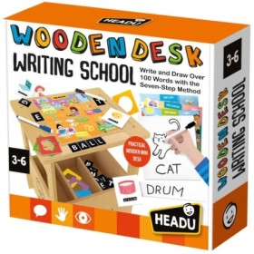 Birou din lemn cu diverse activitati educative de a scrie si desena 3-6 ani